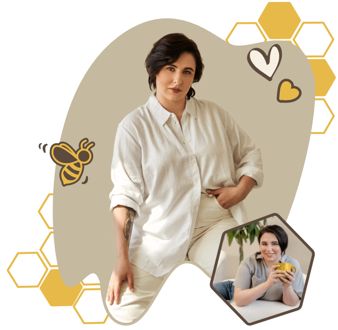 Grafiker Donaueschingen - beetween-design - Corinna mit Kaffee